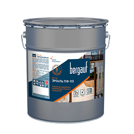 Эмаль алкидная Bergauf ПФ-115, для деревянных, металлических, бетонных поверхностей, цвет синий, 25 кг