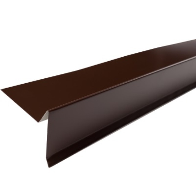 Планка ветровая для мягкой кровли, цвет шоколадно-коричневый (RAL 8017), 100*20*70*0,45 мм