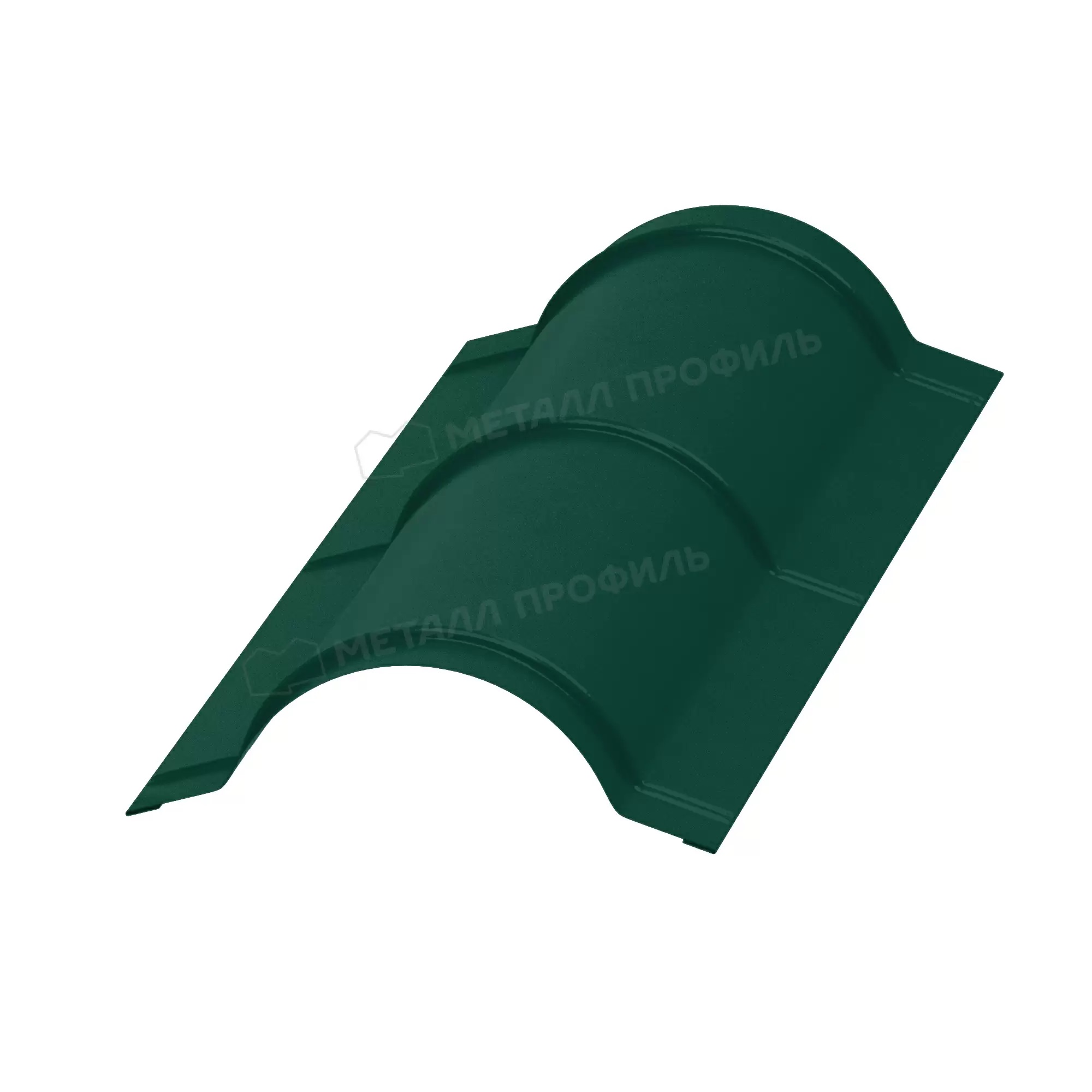 Планка конька круглого, покрытие полиэстер, цвет зелёный мох (6005),  R110*2000*0,5 мм
